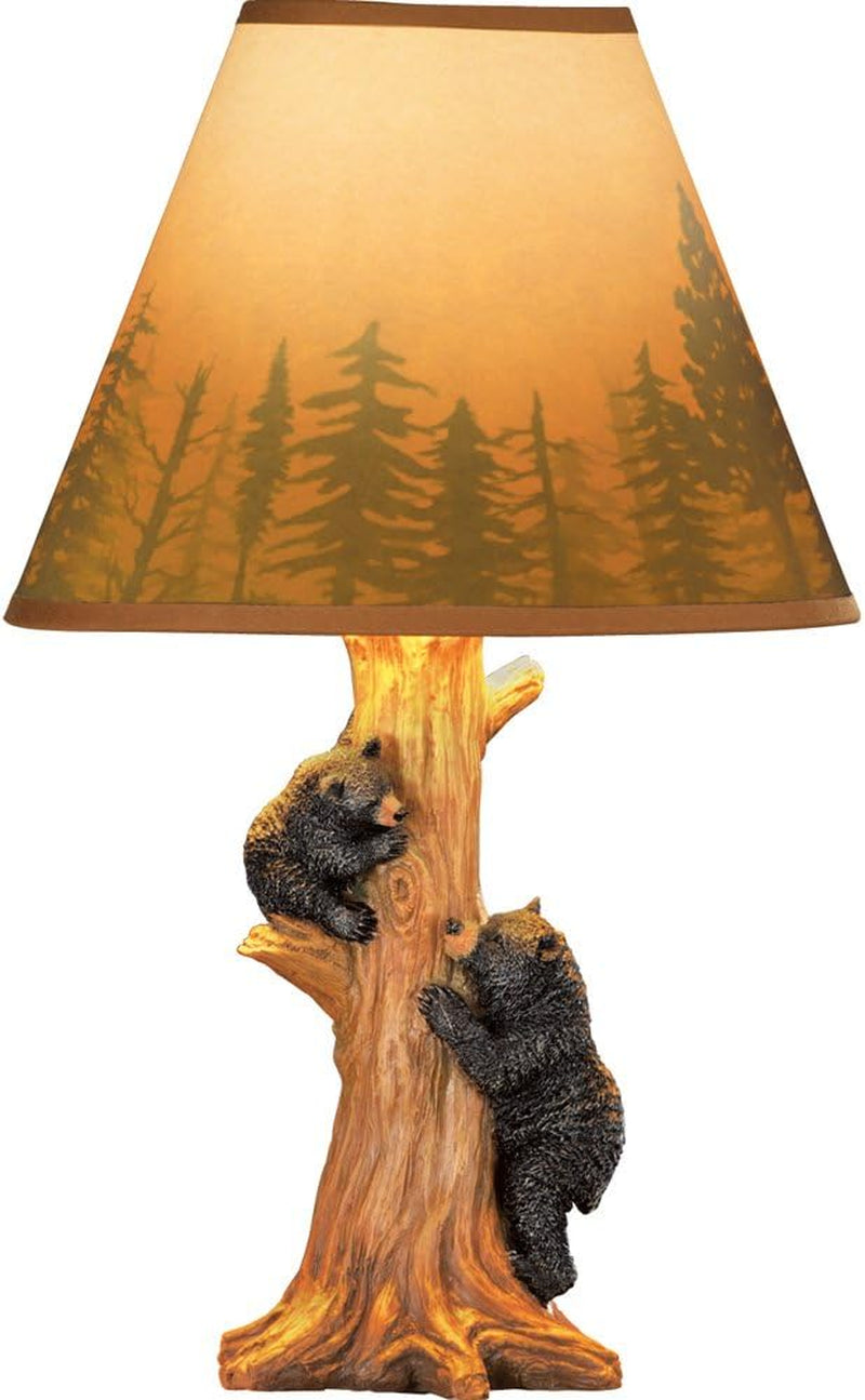 Rustic Climbing Bear Family Northwoods Lamp,14 3/4" H