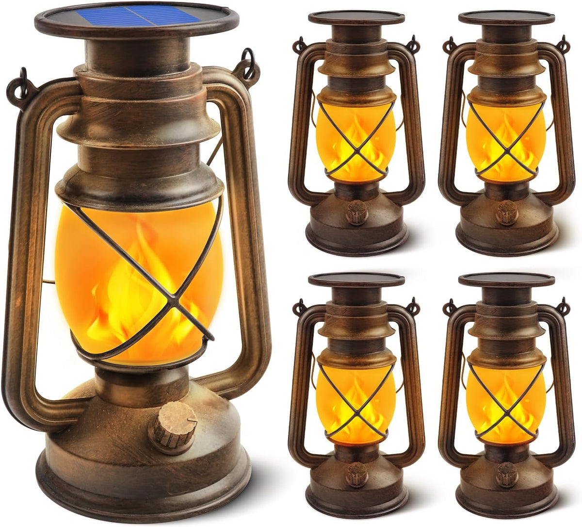 Solar Lanterns Outdoor Waterproof, 4 Pack Vintage LED Hanging Lights