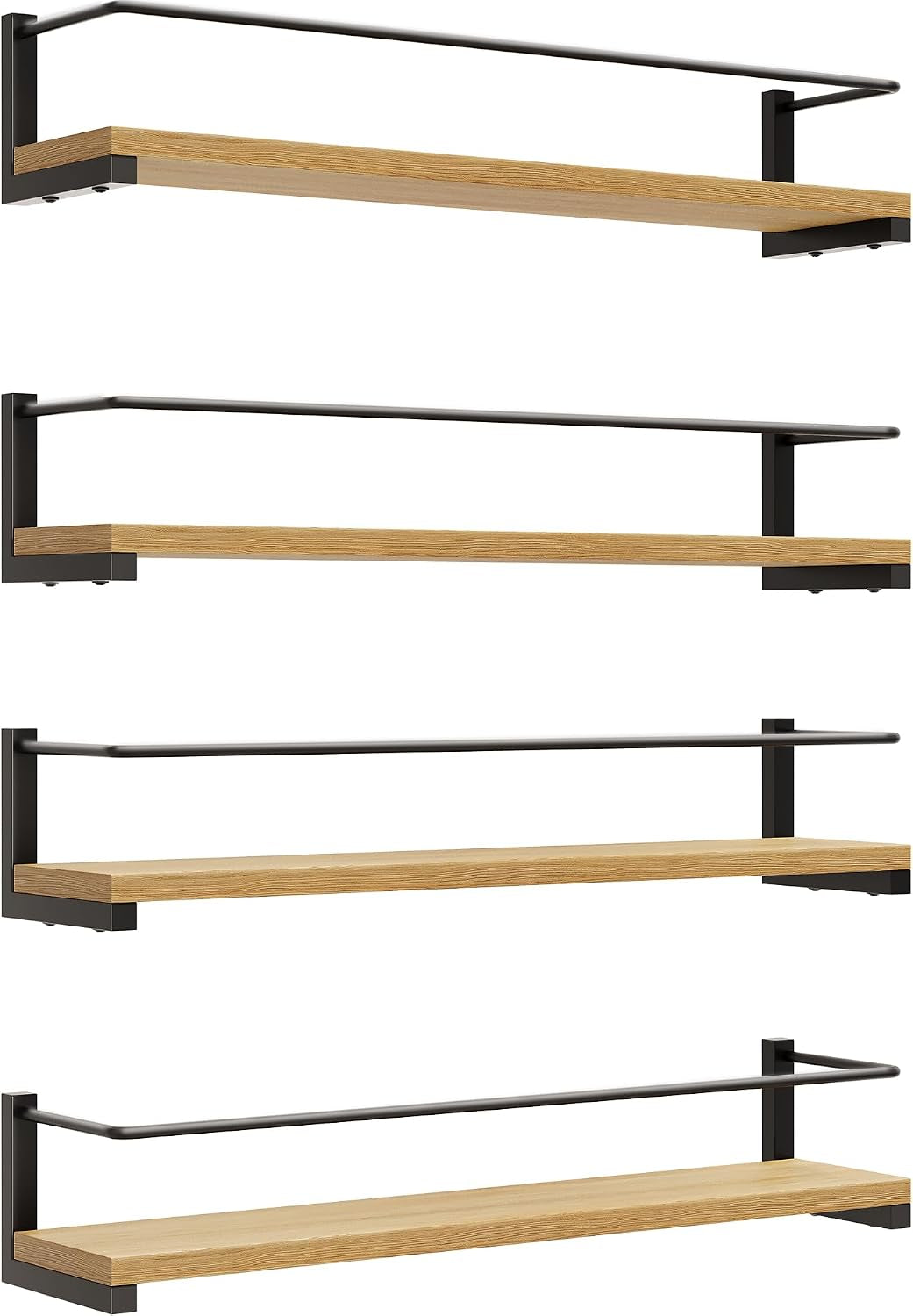 Wooden Spice Rack Wall Mounted, over the Stove, Kitchen Wall, 4 Pack