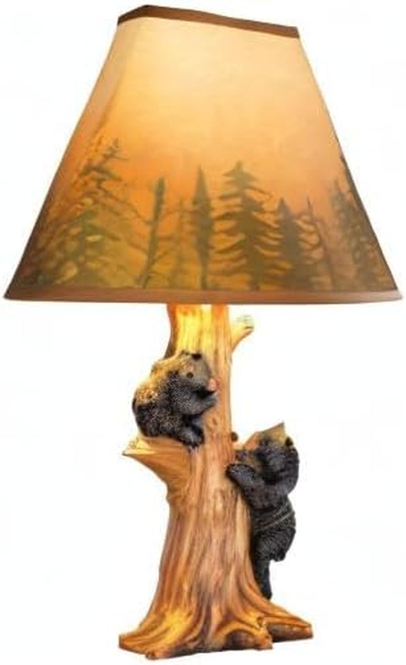 Rustic Climbing Bear Family Northwoods Lamp,14 3/4" H