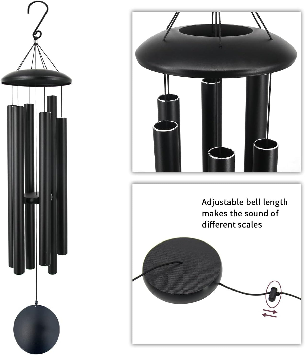 45Inch Deep Tone Large Wind Chimes for outside with 6 Heavy Tubes