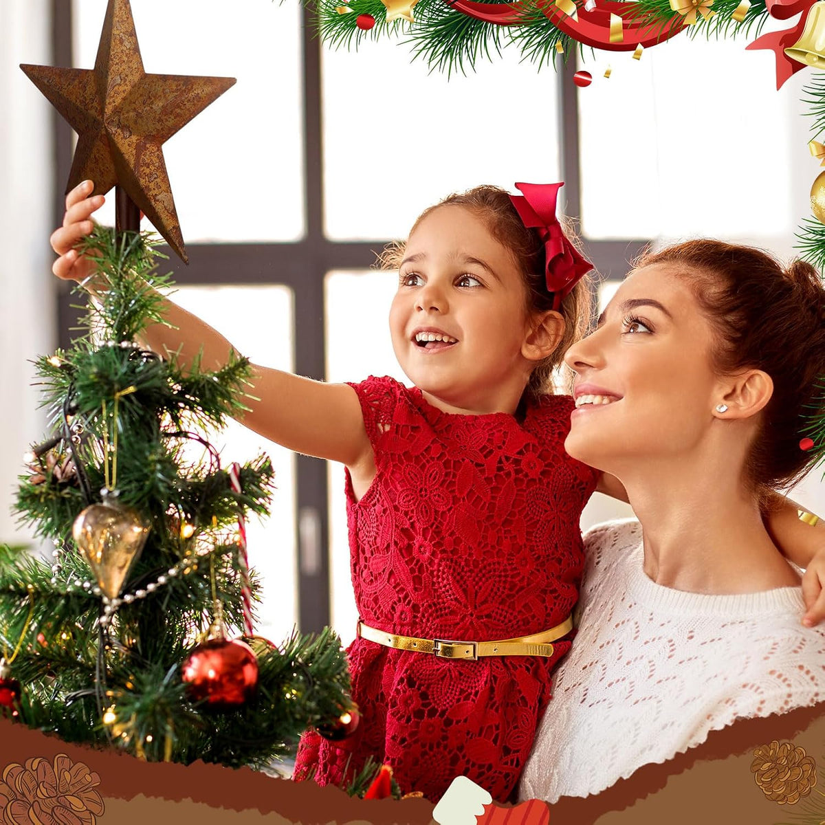 9'' Rusty Christmas Star Tree Topper Metal Tree Topper, Classic