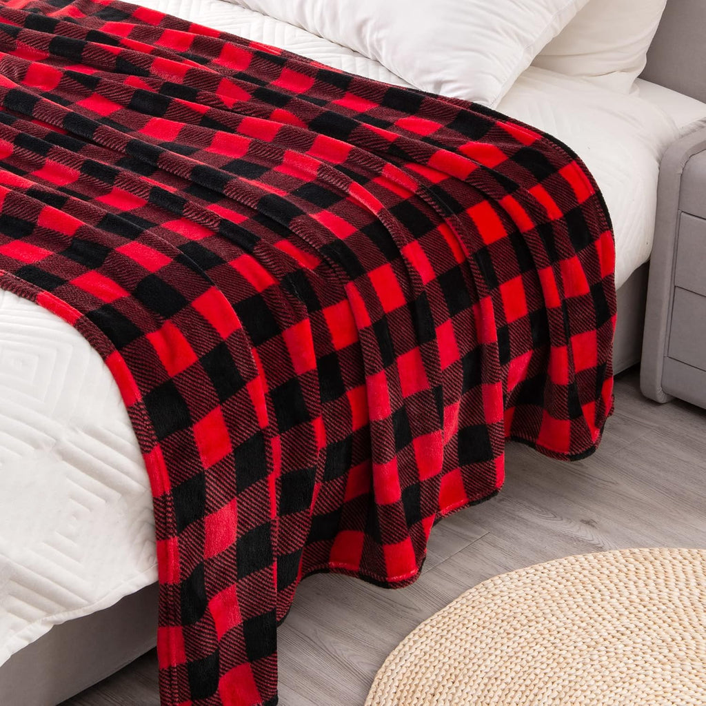 Buffalo Plaid Flannel Fleece Throw Blanket for Couch