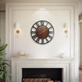 24 Inch Large Wall Clock, Roman Numeral Wood Oversized Wall Clock
