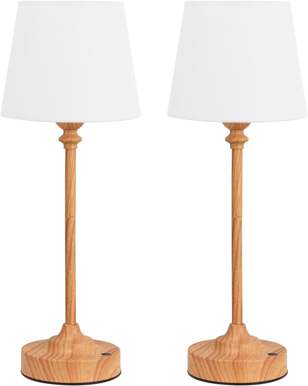 Cordless Table Lamps Rechargeable Set - 2 Pack Wooden 4000Mah Battery Operated Lamps for Decor, 3000K Stepless Dimming Touch Control Wireless Lamps for Bedroom, Dining Table