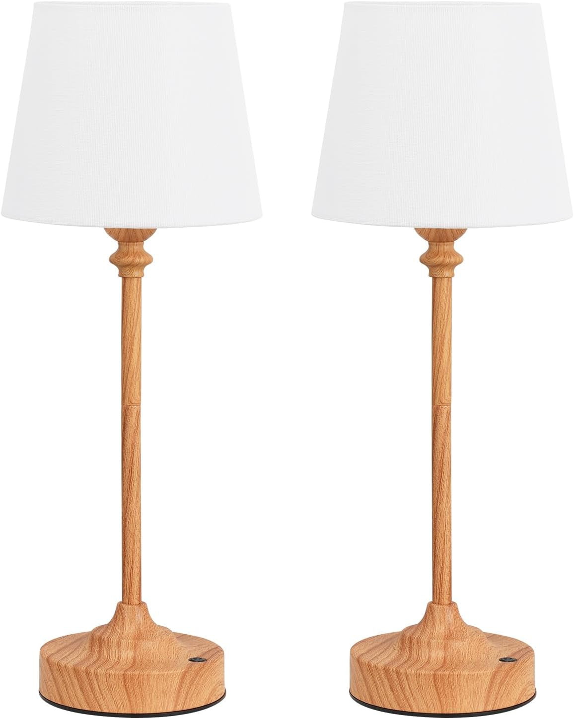 Cordless Table Lamps Rechargeable Set - 2 Pack Wooden 4000Mah Battery Operated Lamps for Decor, 3000K Stepless Dimming Touch Control Wireless Lamps for Bedroom, Dining Table