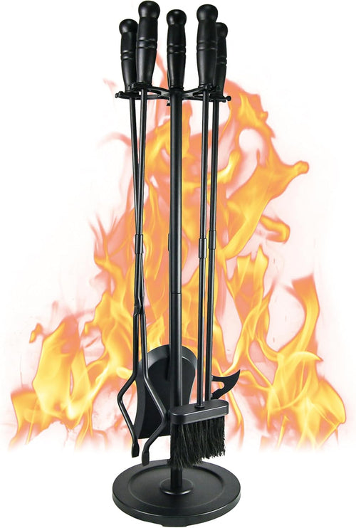 Fireplace Tools 5 Pcs 31.5In Fireplace Tool Set Indoor Fireside Accessories Large Fire Place Tools Set Outdoor Fireplace Kit with Poker Shovel Tongs Brush, Stand