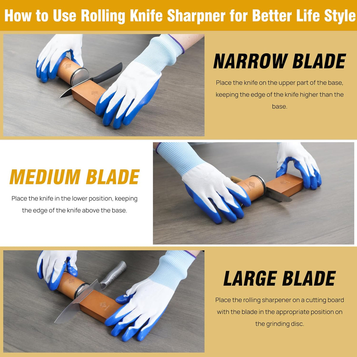 Rolling Knife Sharpener with Magnetic Angle Guide (15°/20°)