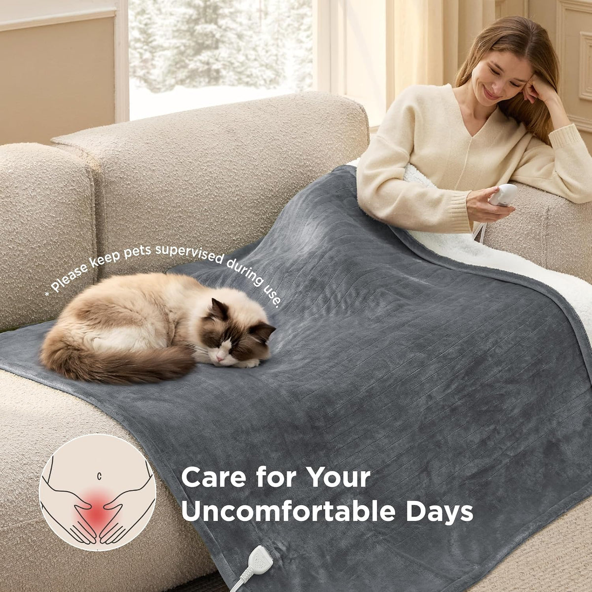 Heated Blanket Throw Blanket with Preheat Function - Fast Heating Electric Blanket, Soft Flannel Throw with 6 Time Settings(Up to 10H), 6 Heating Settings, Gifts for Grandma (50"X60", Grey)