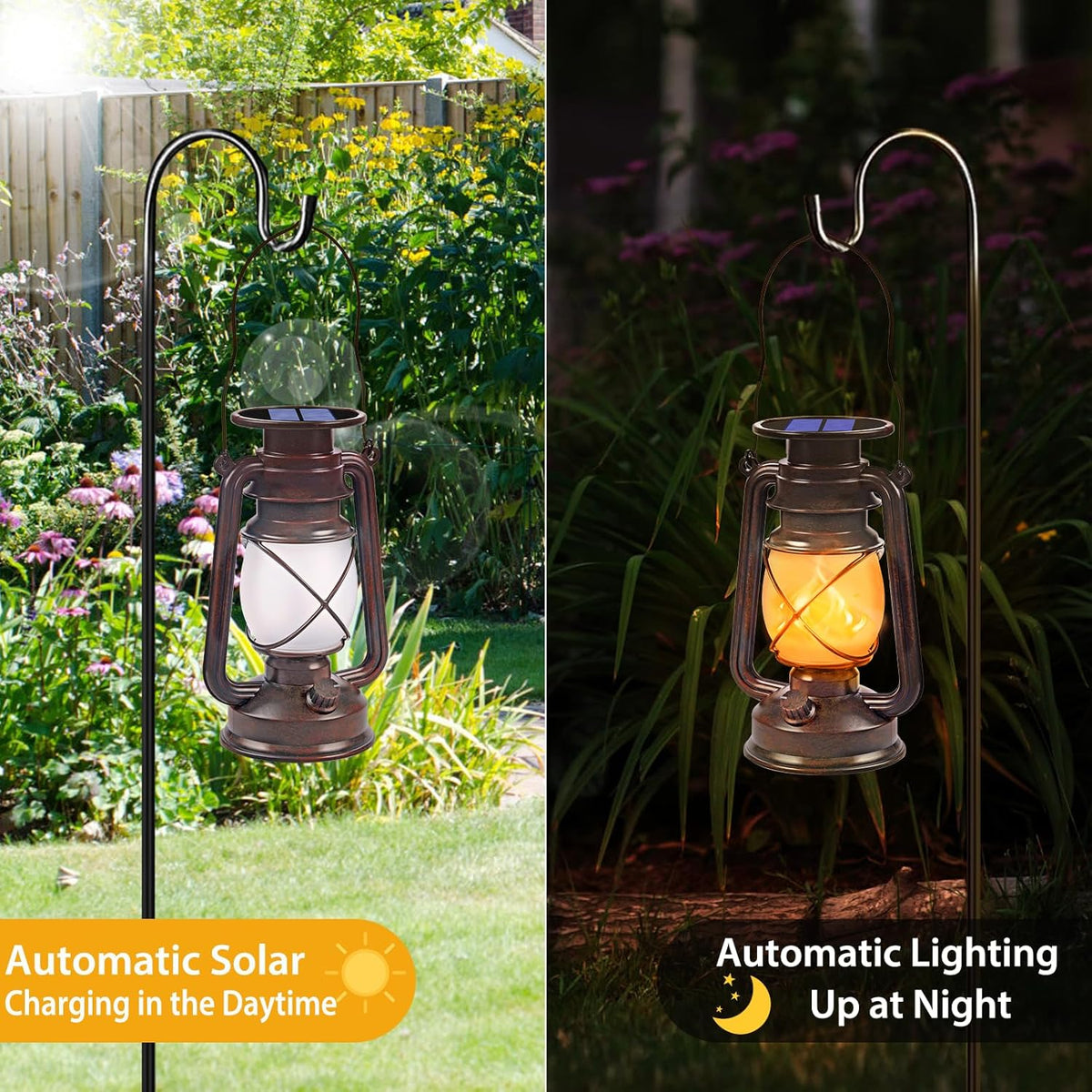 Solar Lanterns Outdoor Waterproof, 4 Pack Vintage LED Hanging Lights