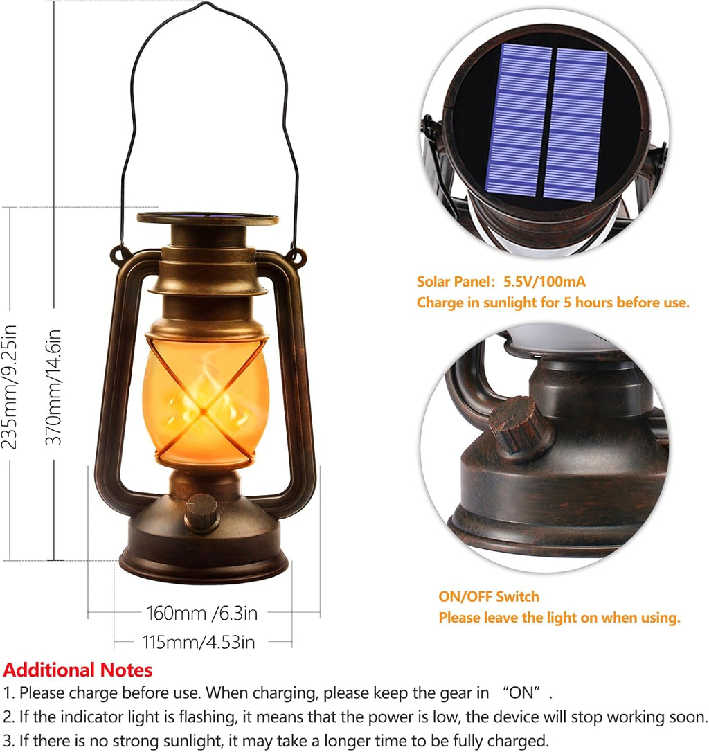 Solar Lanterns Outdoor Waterproof, 4 Pack Vintage LED Hanging Lights