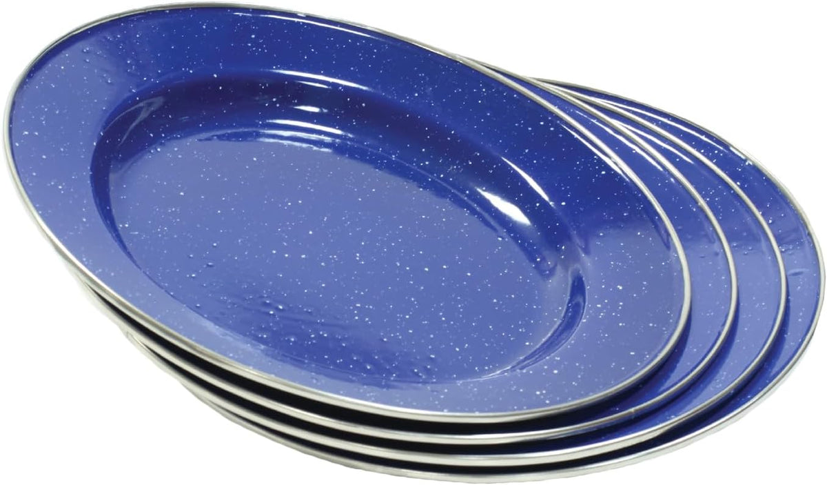 Deluxe 24-Piece Enamel Tableware Set - Enamel Plates and Bowls Lightweight and Durable Camp Dish Set for Camping and Backpacking Plates and Bowls for 4 People