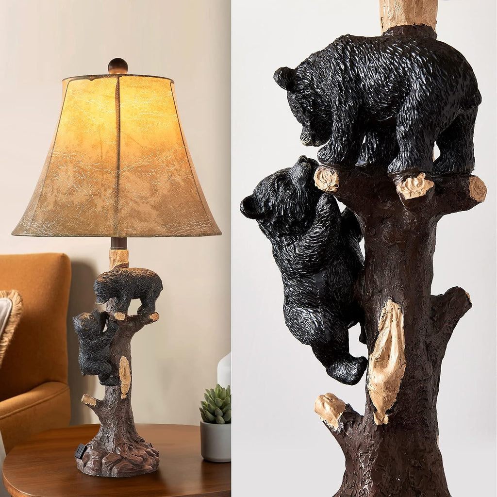 26" Climbing Bears Rustic Western Table Lamp Set of 2