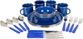 Deluxe 24-Piece Enamel Tableware Set - Enamel Plates and Bowls Lightweight and Durable Camp Dish Set for Camping and Backpacking Plates and Bowls for 4 People