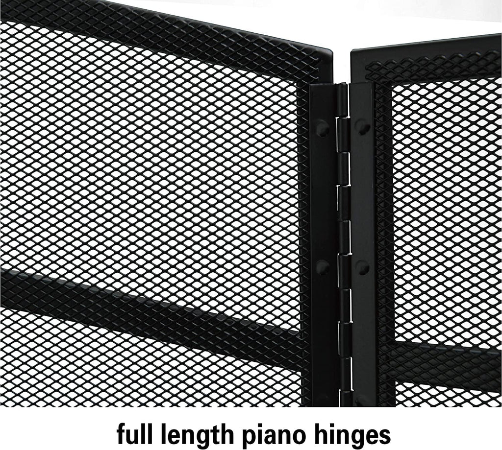 Lizh Metalwork 3 Panels Fireplace Screen with Arch Frame Simple Design 48"(L) X 29"(H),Black