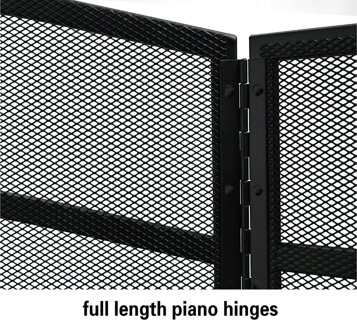 Lizh Metalwork 3 Panels Fireplace Screen with Arch Frame Simple Design 48"(L) X 29"(H),Black