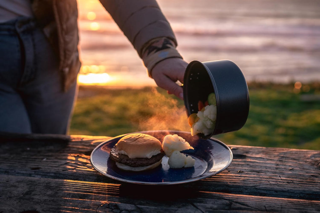 Deluxe 24-Piece Enamel Tableware Set - Enamel Plates and Bowls Lightweight and Durable Camp Dish Set for Camping and Backpacking Plates and Bowls for 4 People
