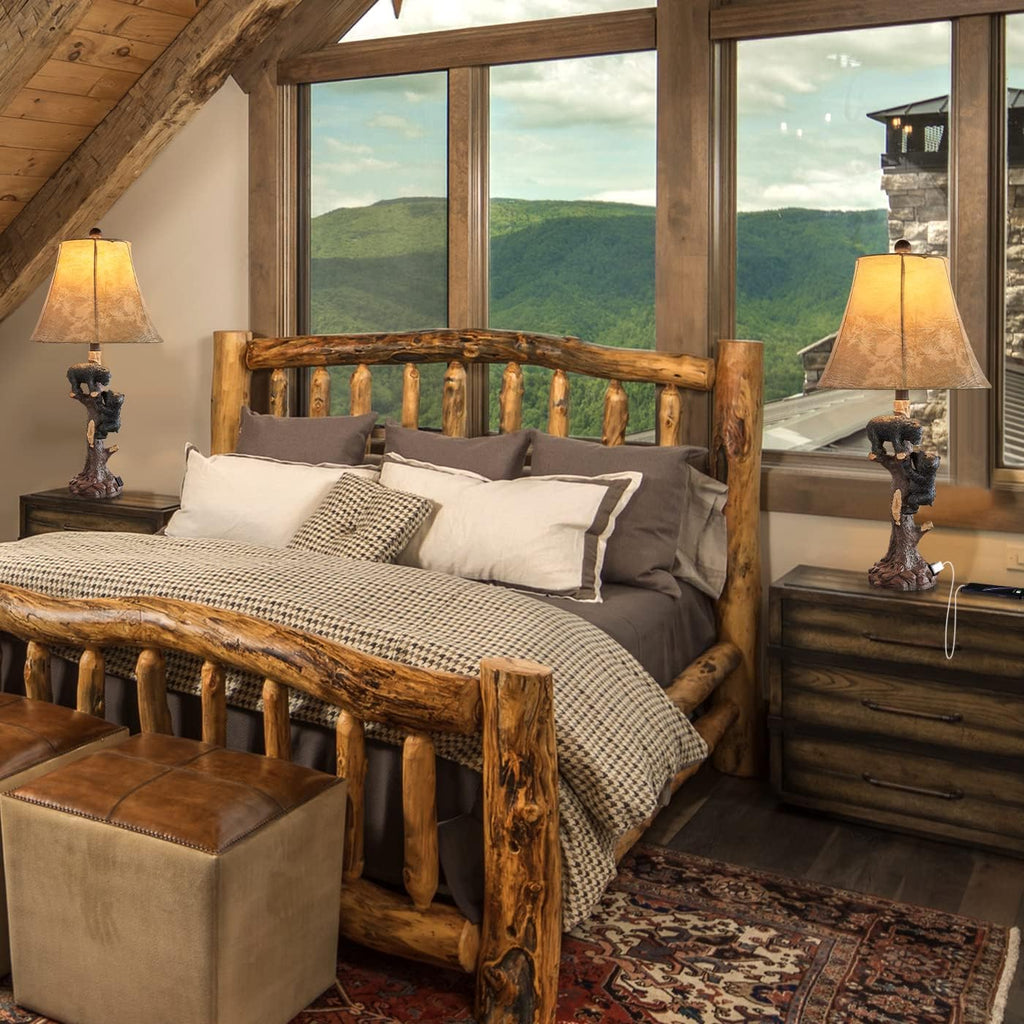 26" Climbing Bears Rustic Western Table Lamp Set of 2