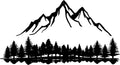 Metal Mountain Scene Wall Decor, Forest Line Drawing Art Sculpture