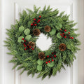 Christmas Decor, 24" Cedar Christmas Wreath with Pinecones