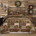 Lodge Bedspread Queen Size, Rustic Cabin Quilt Sets Moose Bear Bedspread Coverlet Patchwork Plaid Bedcover Reversible Wildlife Printed Quilted Bed Set Brown Bed Cover Country Decor(90"X 90")