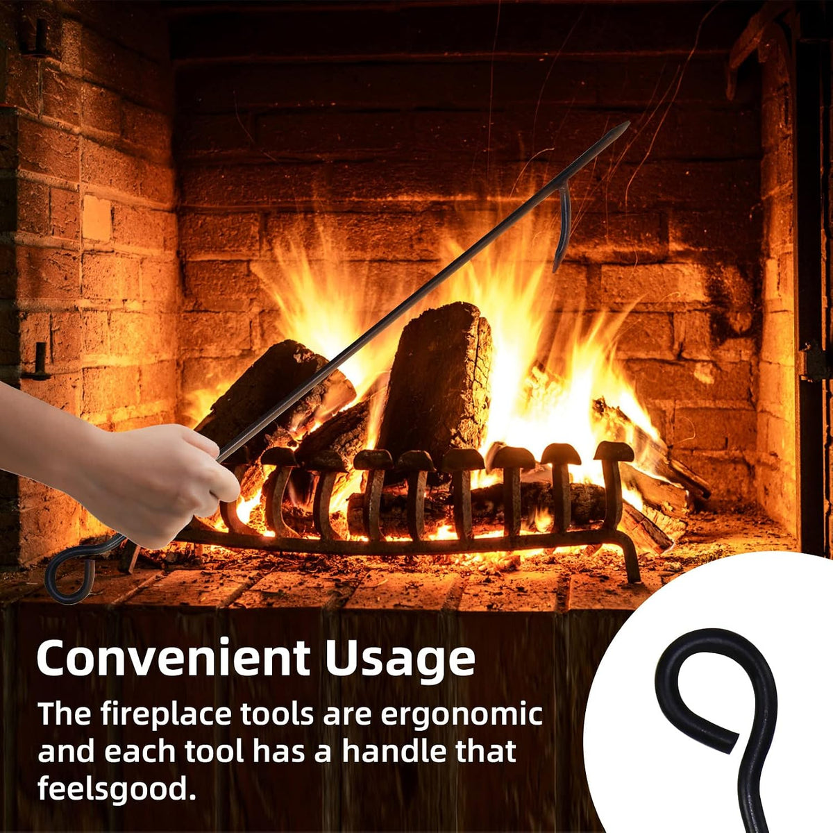Fireplace Tools Set 5 Piece, 30.5 in Wrought Iron, Animal Print