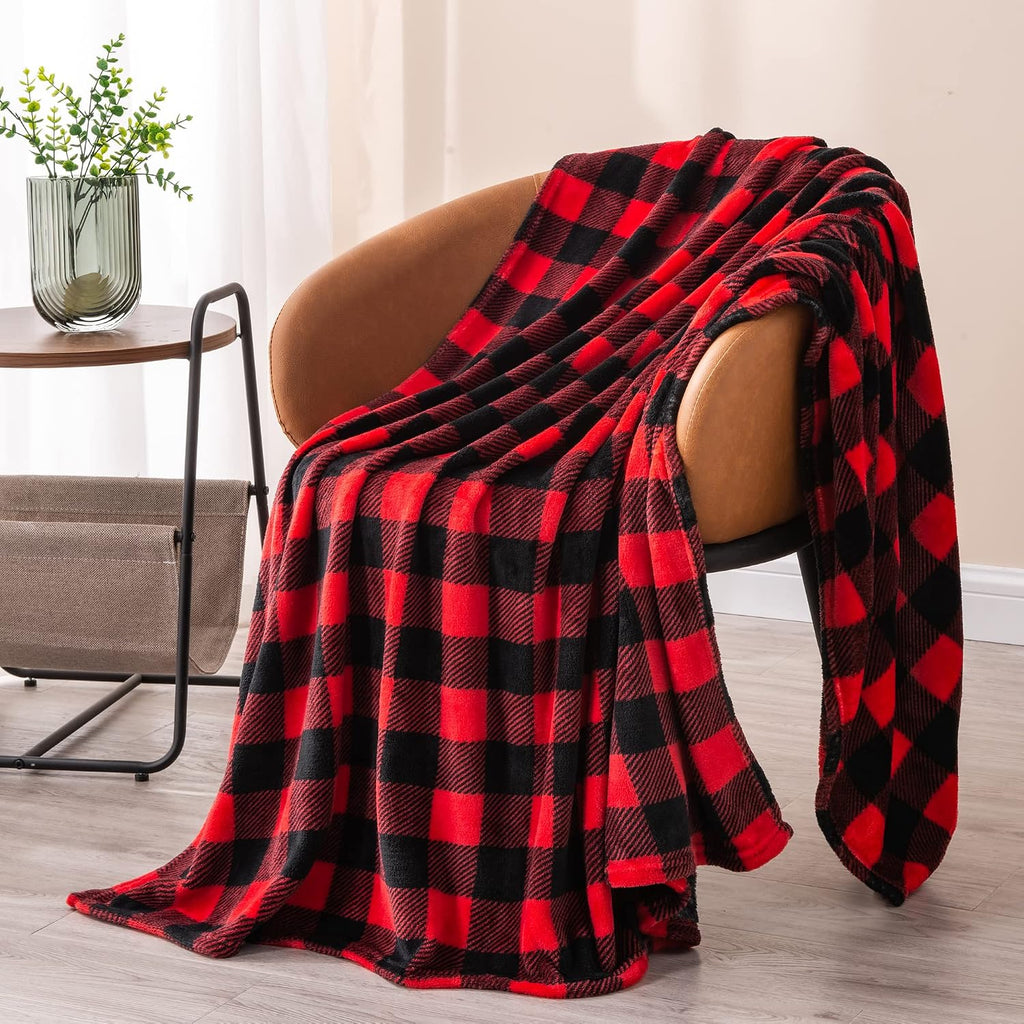 Buffalo Plaid Flannel Fleece Throw Blanket for Couch