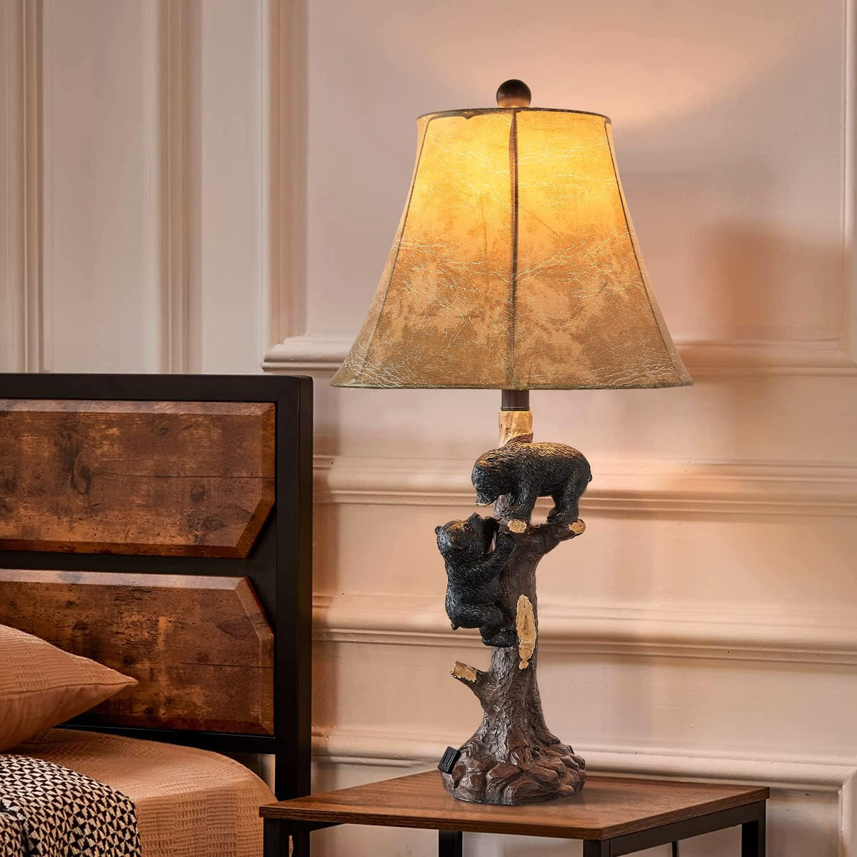 26" Climbing Bears Rustic Western Table Lamp Set of 2