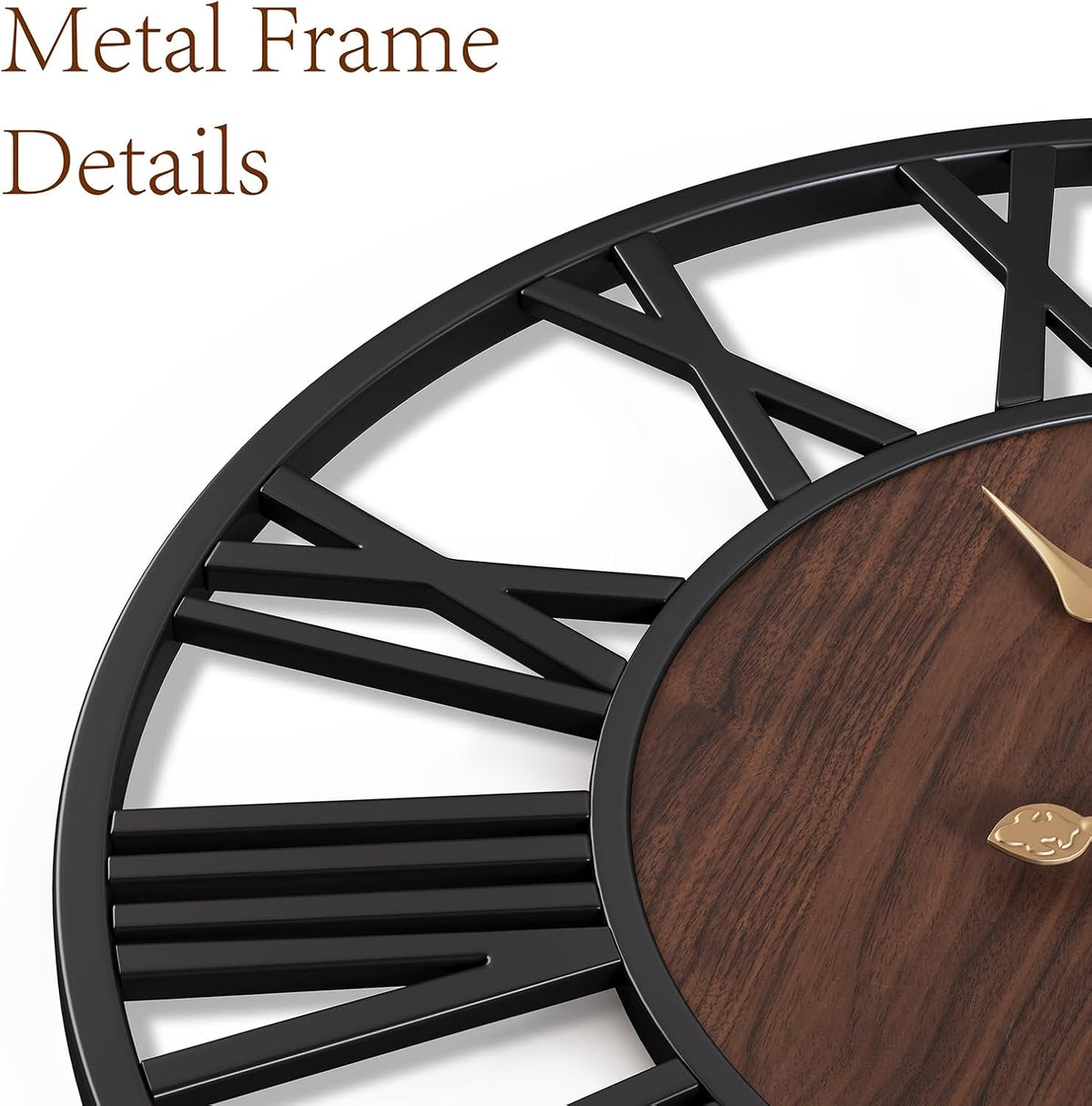 24 Inch Large Wall Clock, Roman Numeral Wood Oversized Wall Clock