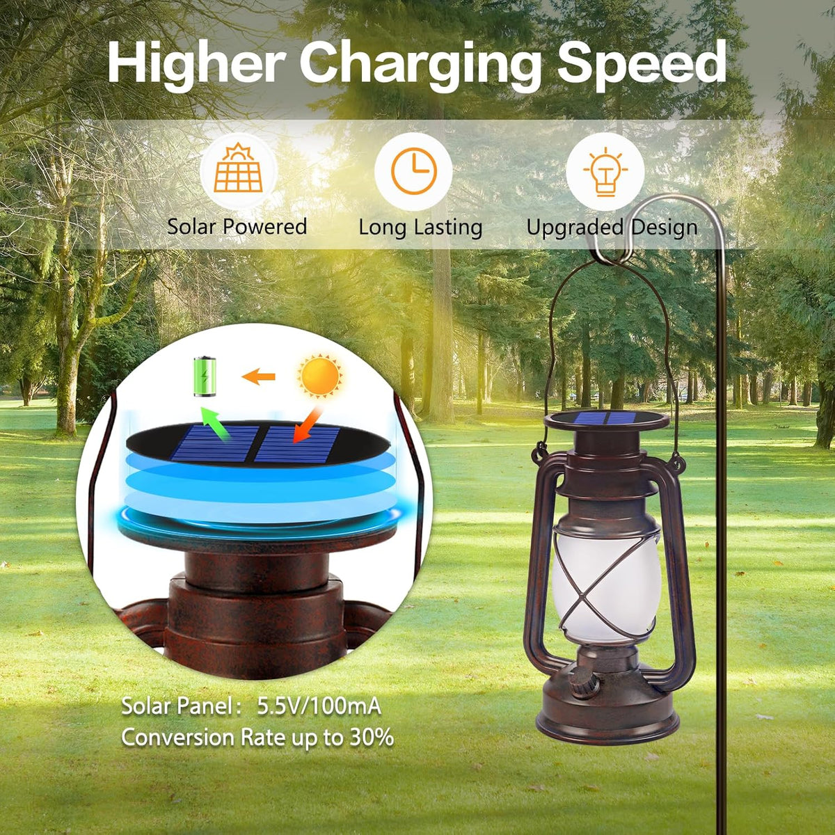 Solar Lanterns Outdoor Waterproof, 4 Pack Vintage LED Hanging Lights
