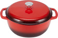 Enameled Cast Iron Dutch Oven Pot with Lid, 6-Quart, Round, Dual Handles, Heavy-Duty, Oven Safe for Stews, Roasting & Baking, Red