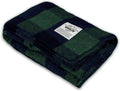 Camp Throw Blanket - 80% Recycled Wool - Buffalo Plaid - Warm Throw Blanket - Thick - Washable - 62W X 80L - Green and Blue Plaid