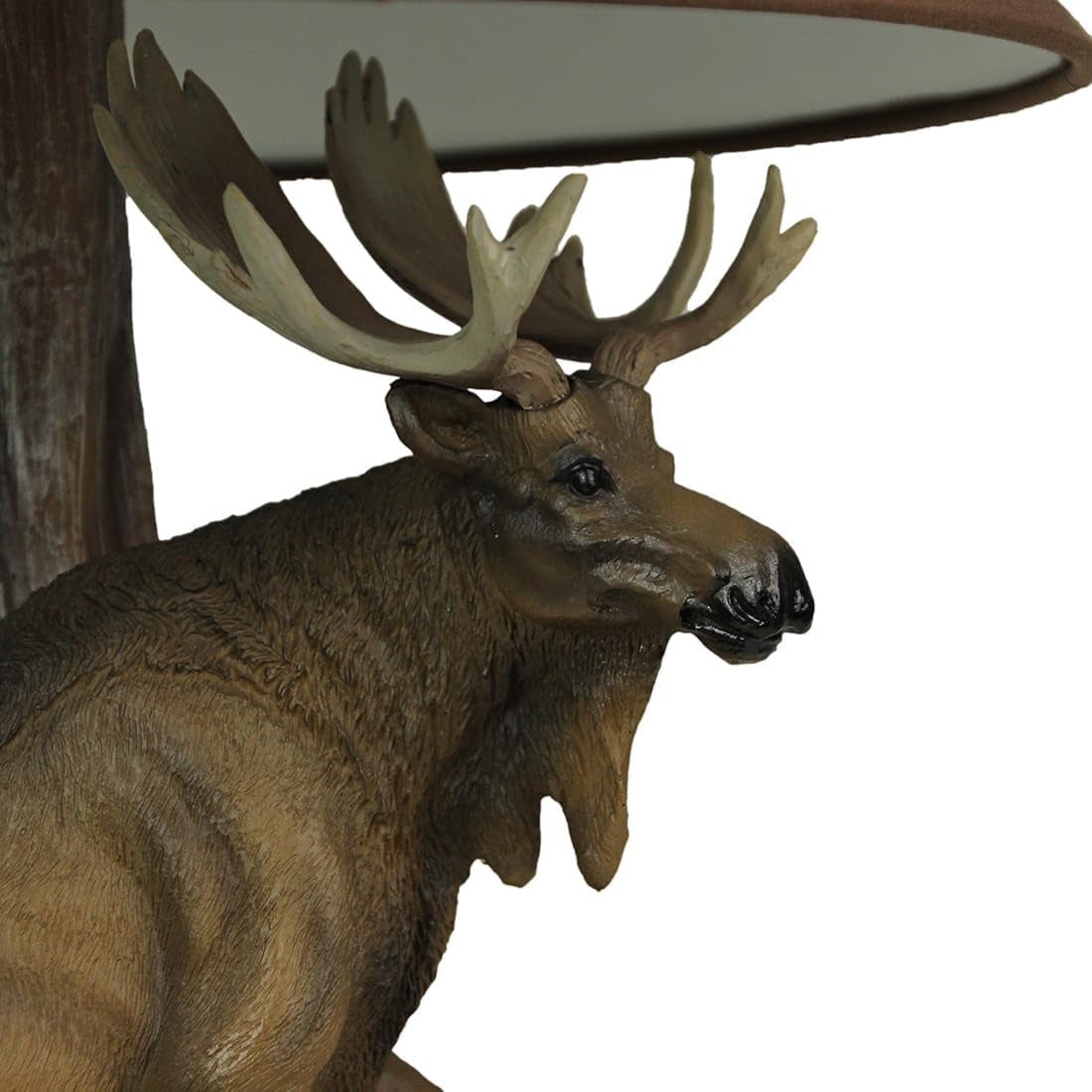 North American Bull Moose Table Lamp with a 12-Inch Diameter Forest Print Shade- Wildlife Decor - Perfect for Living Rooms, Cabins, and Bedrooms - 20 Inches Tall