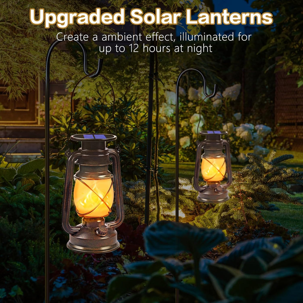 Solar Lanterns Outdoor Waterproof, 4 Pack Vintage LED Hanging Lights