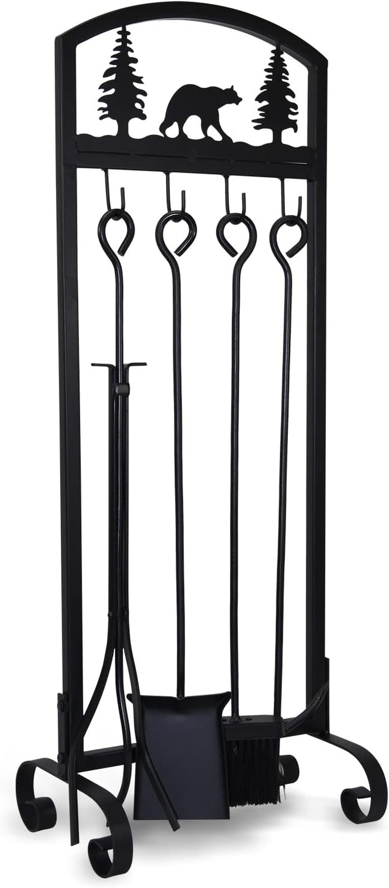 Fireplace Tools Set 5 Piece, 30.5 in Wrought Iron, Animal Print