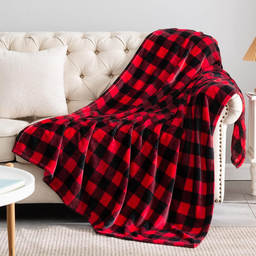 Buffalo Plaid Flannel Fleece Throw Blanket for Couch