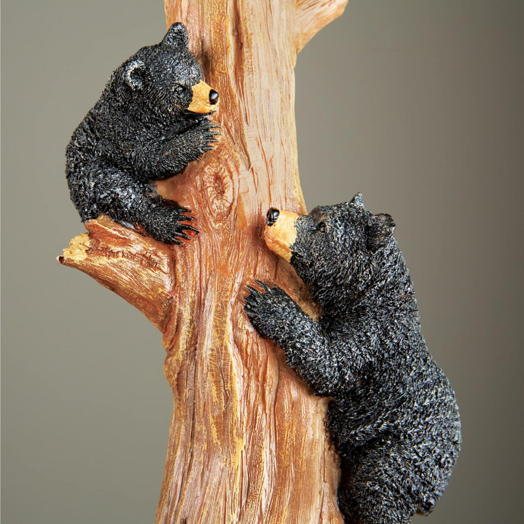Rustic Climbing Bear Family Northwoods Lamp,14 3/4" H
