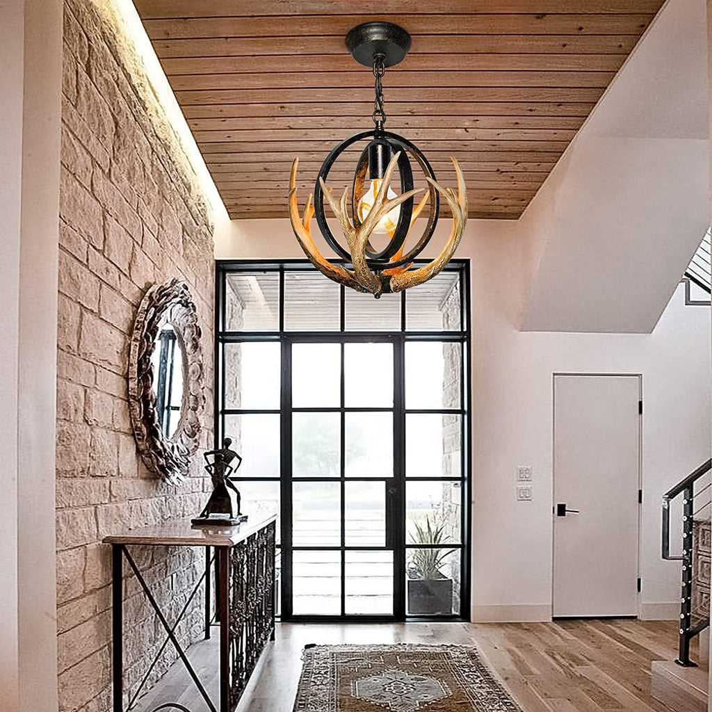 Rustic Antler Chandelier with Resin 4 Antlers for Dining Room