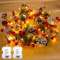 Christmas Pine Lighted Garland Decor,9.8 Ft 60 LED with 8 Modes 2PC