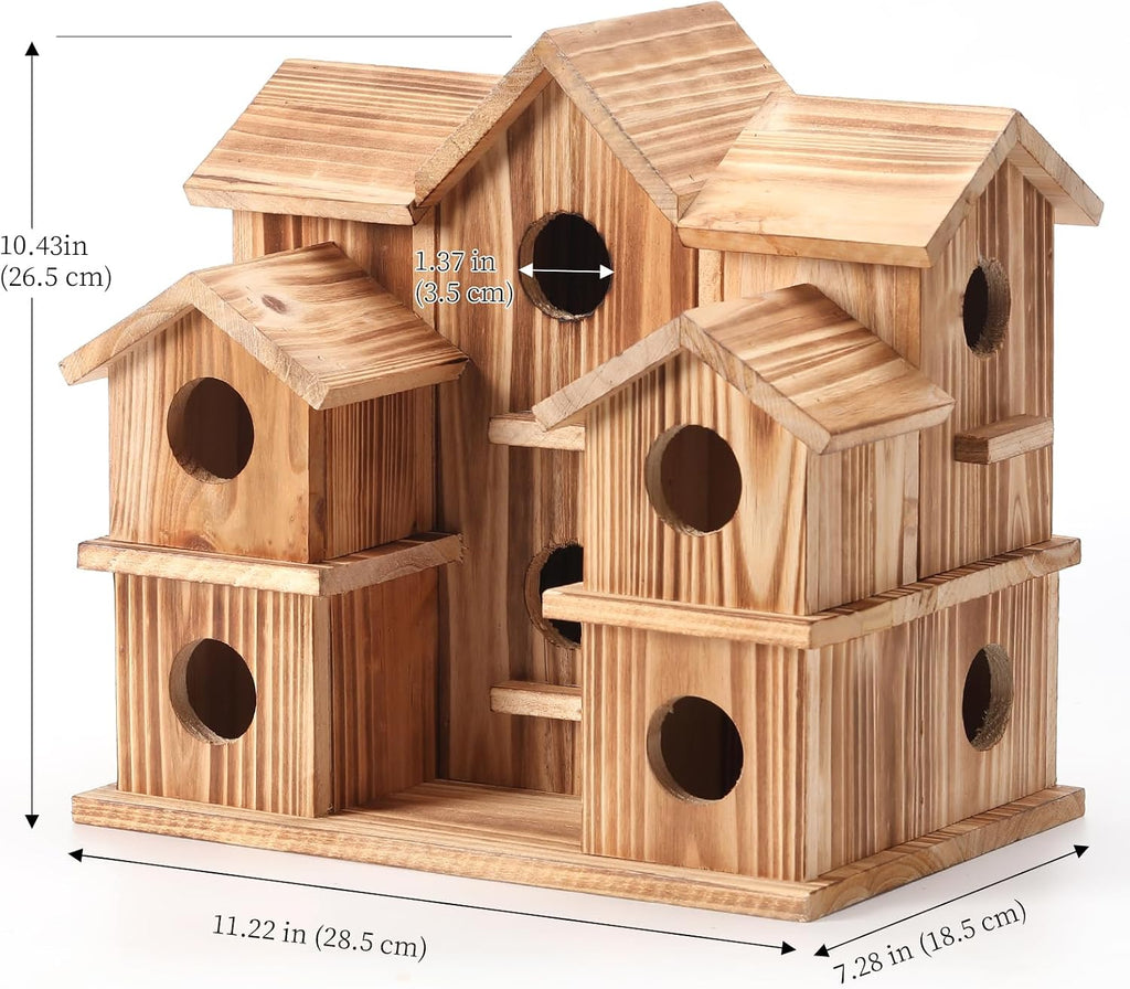 Cedar 10-Hole Bird House for outside Hanging, 11X7X9 in Garden Decor
