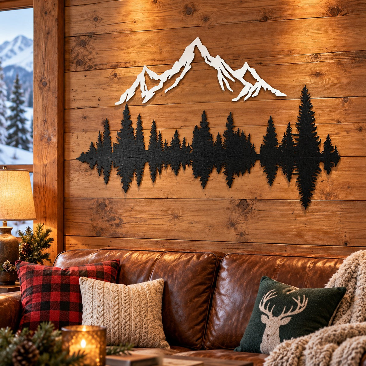 Black Metal Mountain Wall Art, 24 x 20 Inch
