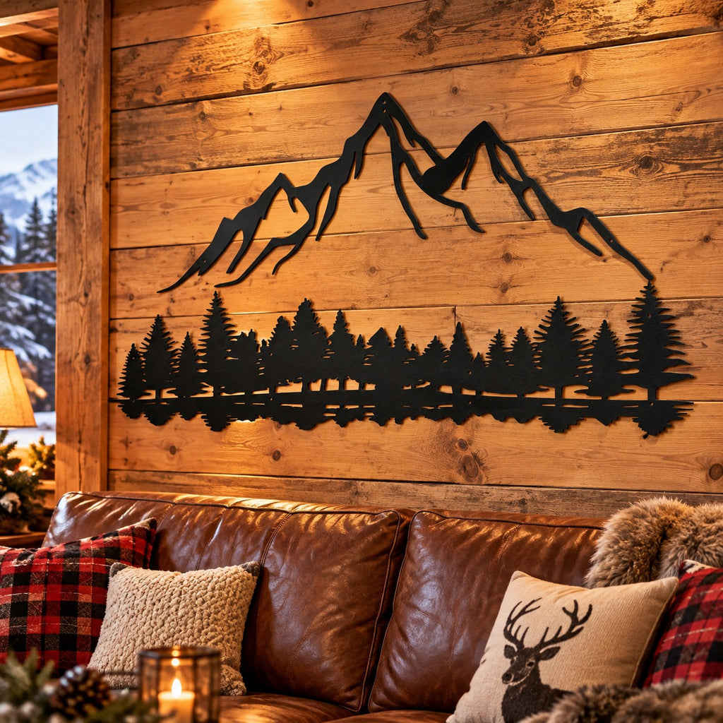 Metal Mountain Range Wall Art, 5 Piece, 39 x 22 Inch