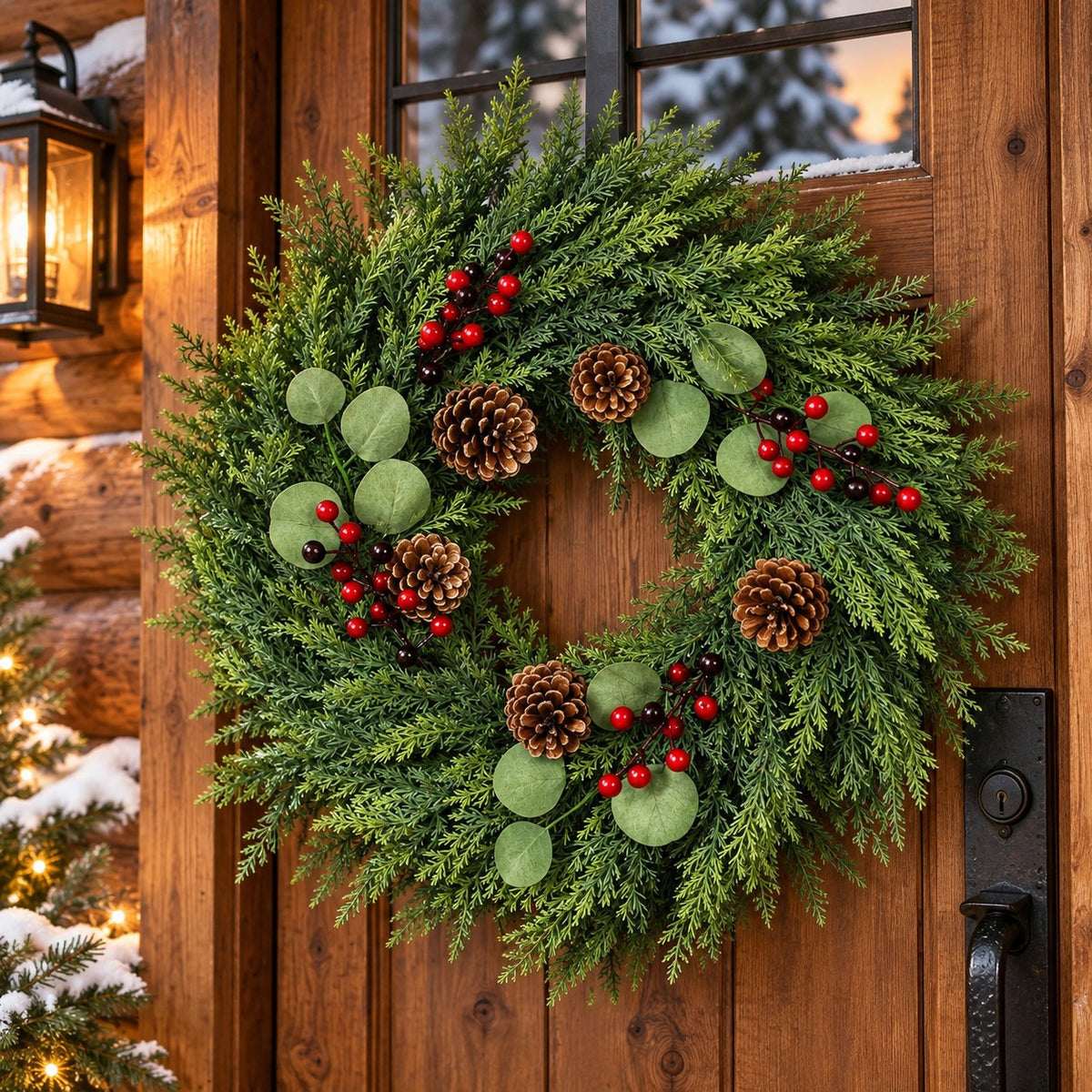 Cedar and Pinecone Christmas Wreath, 24 Inch