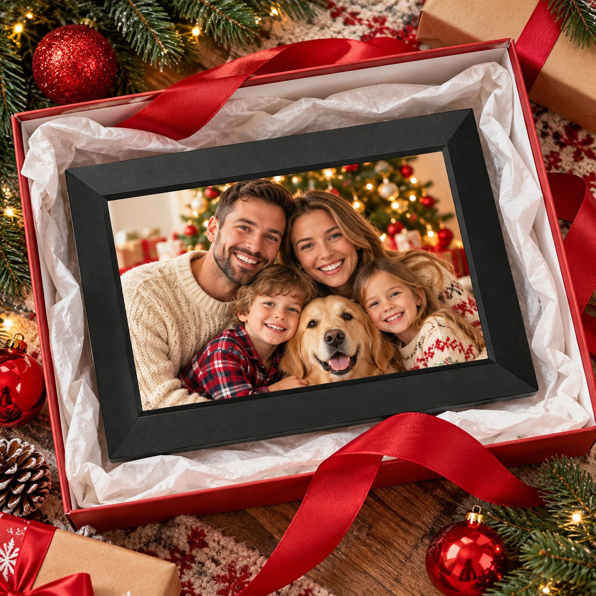 WiFi digital photo frame in a gift box